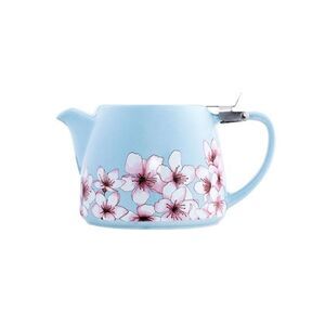 Alfred Tea Room Blue & Pink Lotus Flowers Teapot Stainless Ceramic 20 oz. NIB